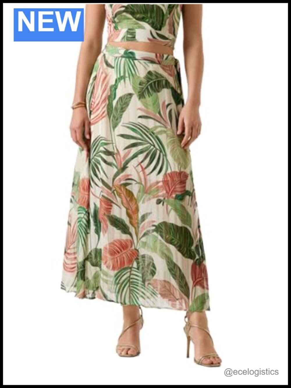 Recycled Polyester Maxi Wrap Skirt in Botanical Print